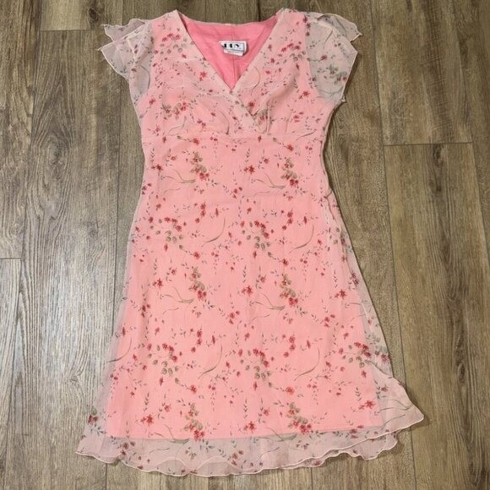dby dress Women's Floral Sheath Dress Peach knee length flowy feminine